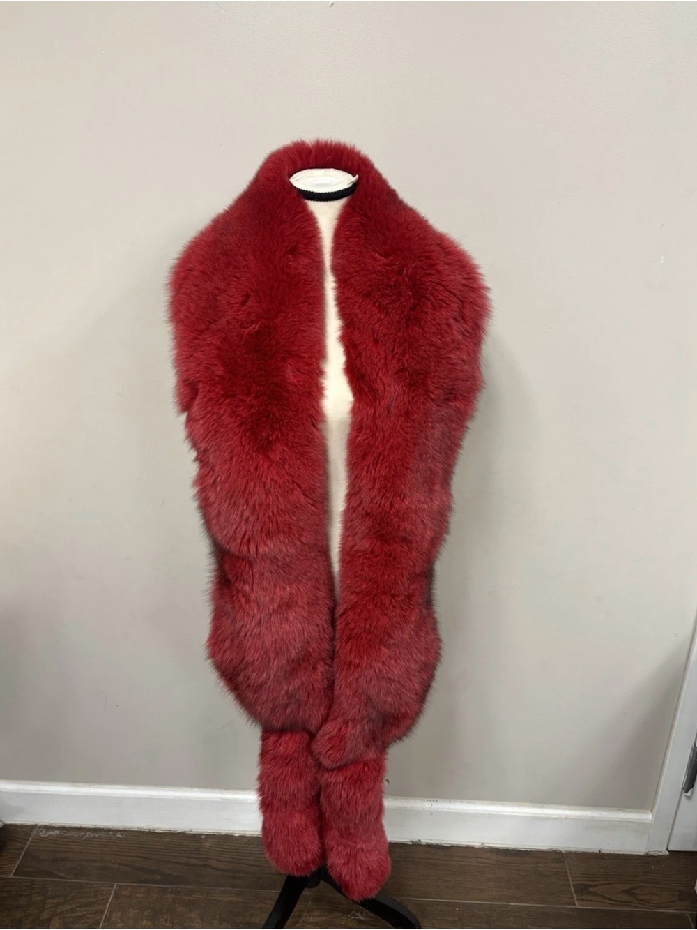 Saga Fur Scarf Red Fur NWOT